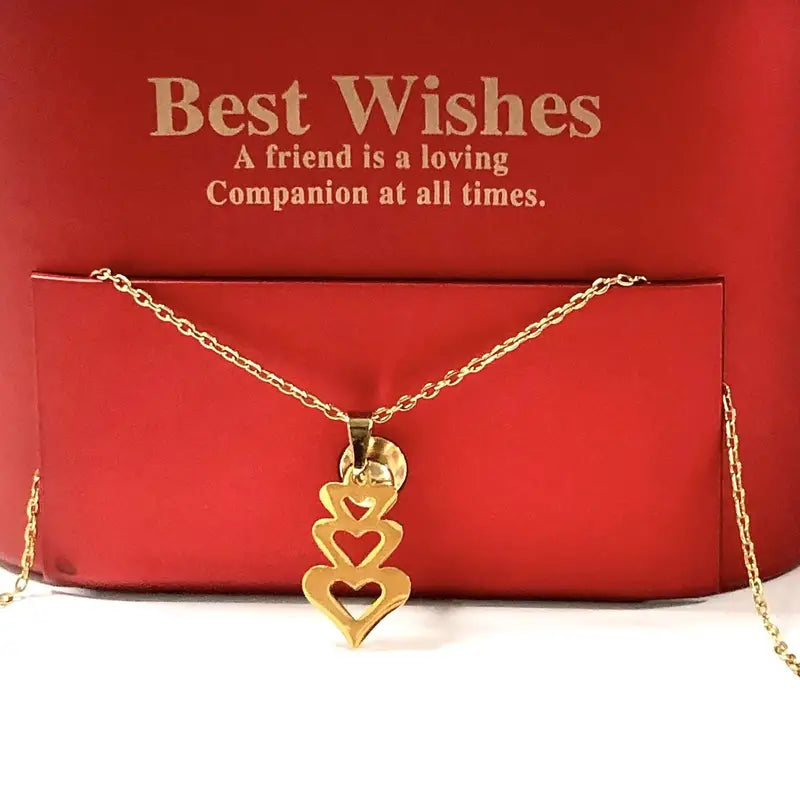 To My Beautiful Daughter - Elegant 3 Hearts Pendant Necklace - Love Mom