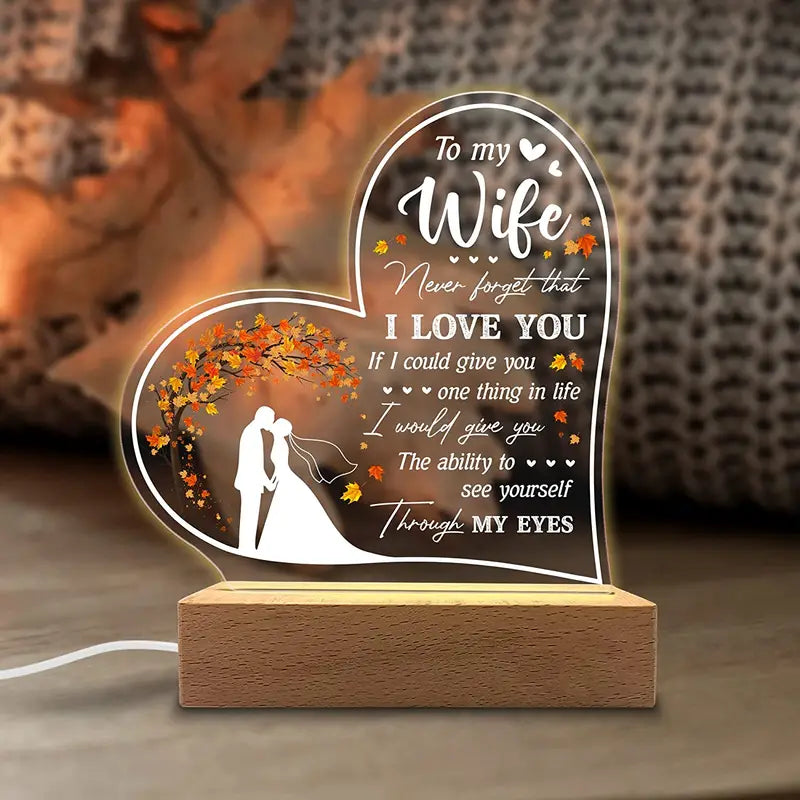 Romantic Space-Themed Acrylic Night Light for Wife - USB Powered