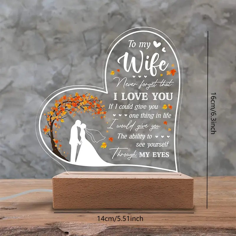 Romantic Space-Themed Acrylic Night Light for Wife - USB Powered
