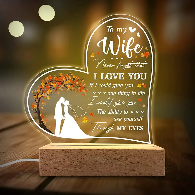 Romantic Space-Themed Acrylic Night Light for Wife - USB Powered