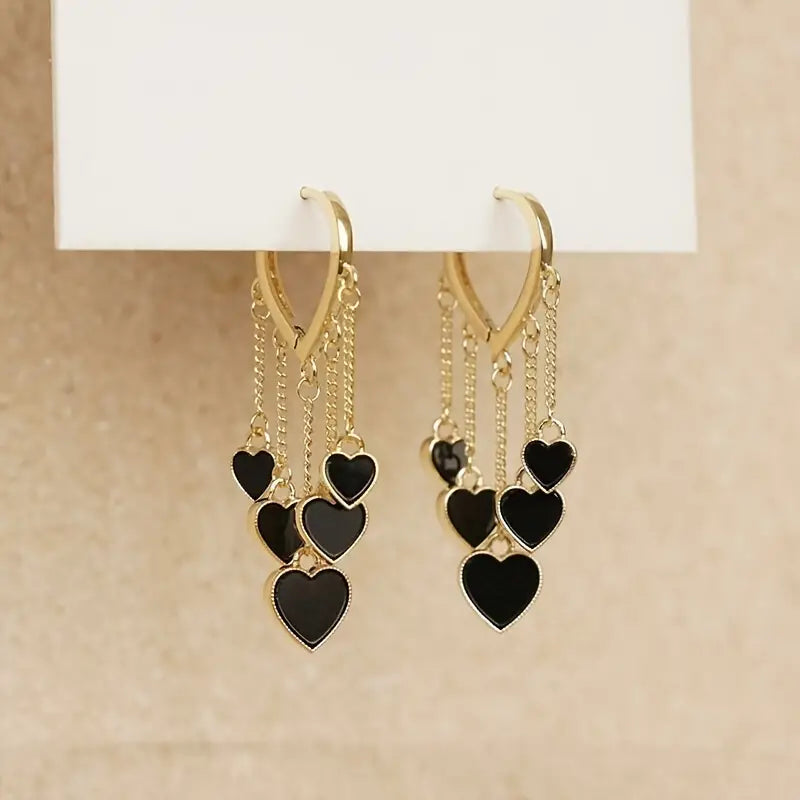 Heart & Chain Vintage Boho Long Tassel Hoop Earrings