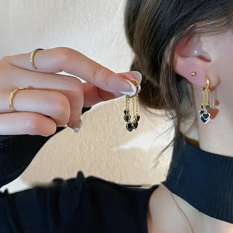 Heart & Chain Vintage Boho Long Tassel Hoop Earrings