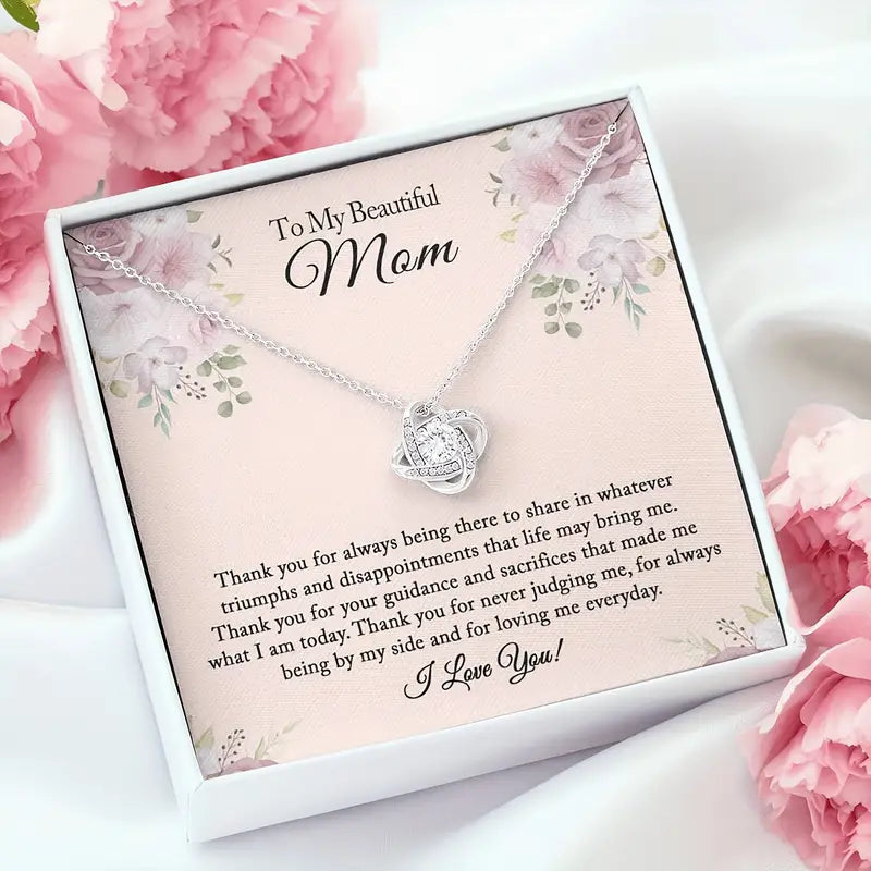 To My Beautiful Mom Love Knot Necklace For The Best Mother