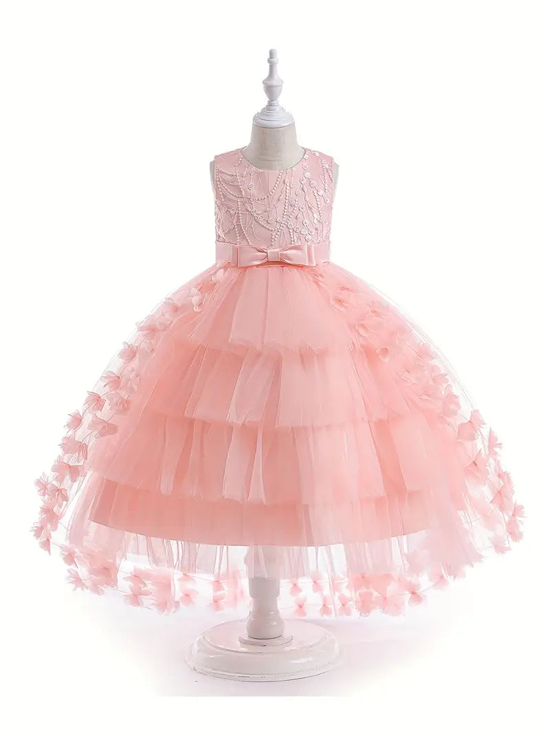 Kids Butterfly Bowknot Sleeveless Catwalk Princess Dress