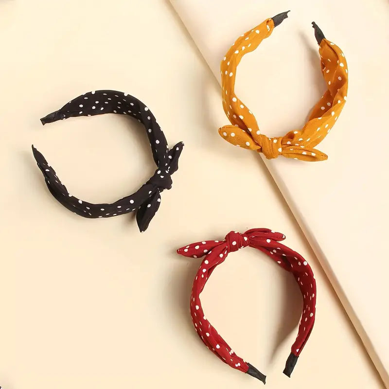 Polka Dot Pattern Hair Band Bow Knotted Headband