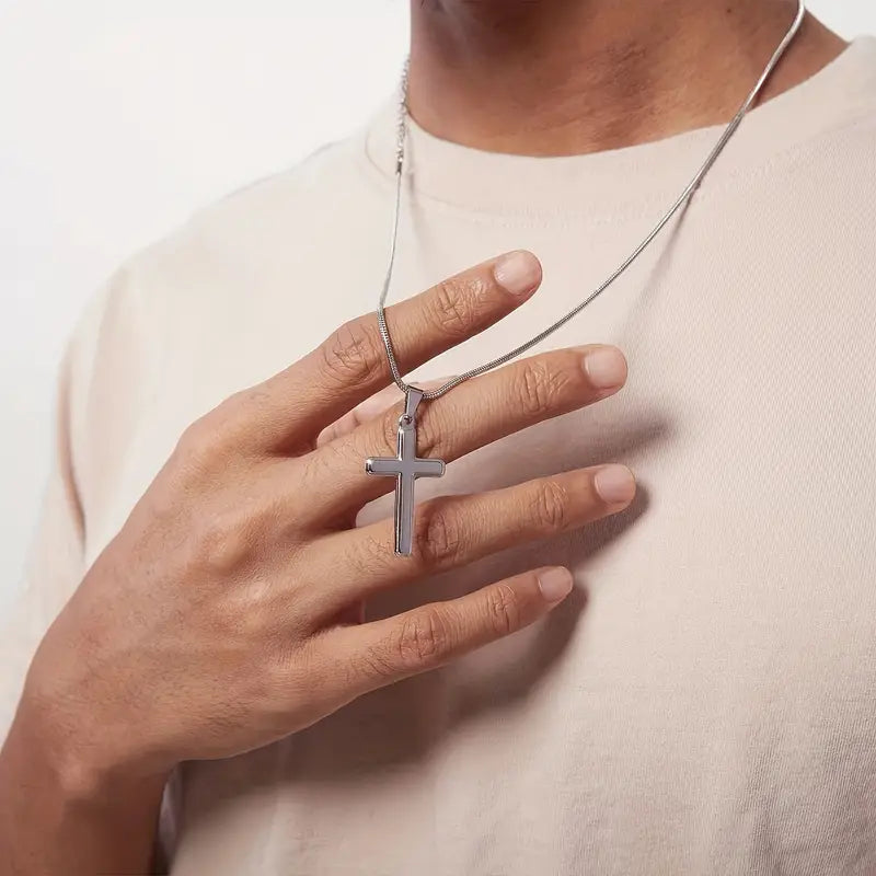 To My Stepped Up Dad- True Gentleman- Classic Cross Pendant Necklace