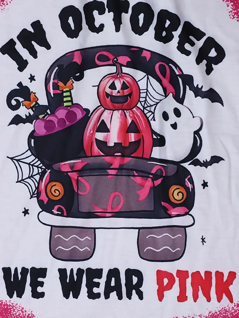Halloween Pumpkin & Ghost Print T-Shirt