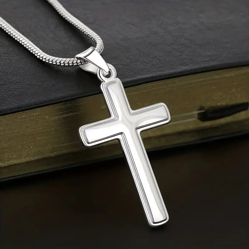To My Stepped Up Dad- True Gentleman- Classic Cross Pendant Necklace