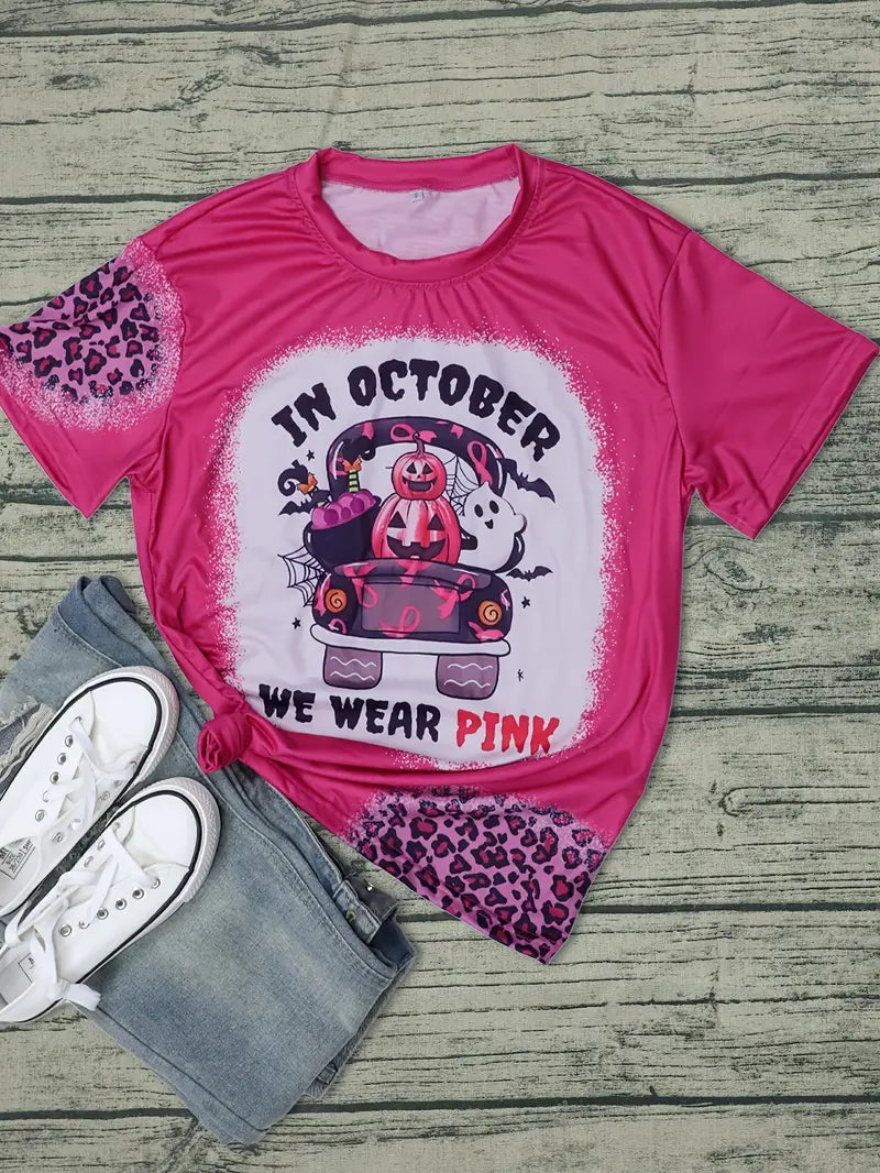 Halloween Pumpkin & Ghost Print T-Shirt