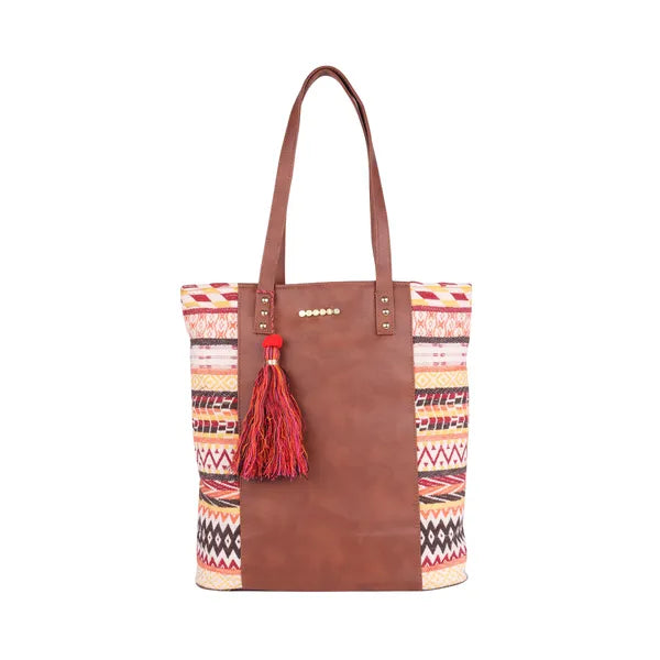 ASTRID Multicolor PU Block Design Tote With PU Strap