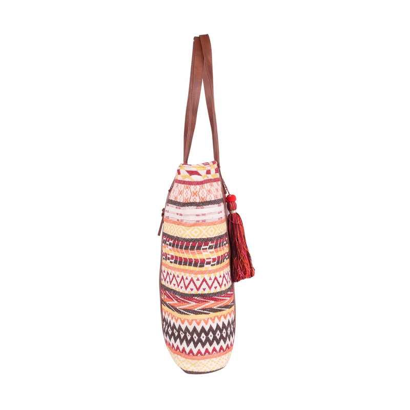 ASTRID Multicolor PU Block Design Tote With PU Strap