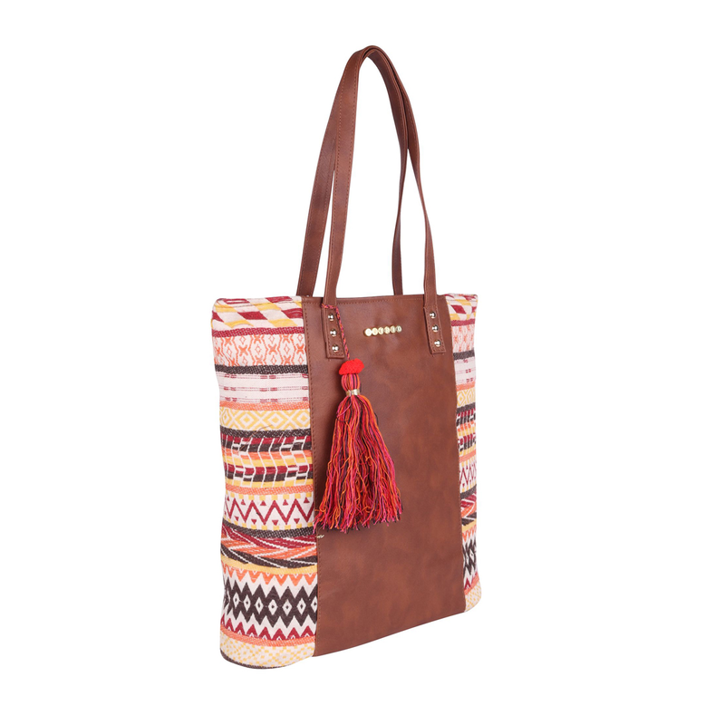 ASTRID Multicolor PU Block Design Tote With PU Strap