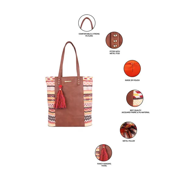 ASTRID Multicolor PU Block Design Tote With PU Strap