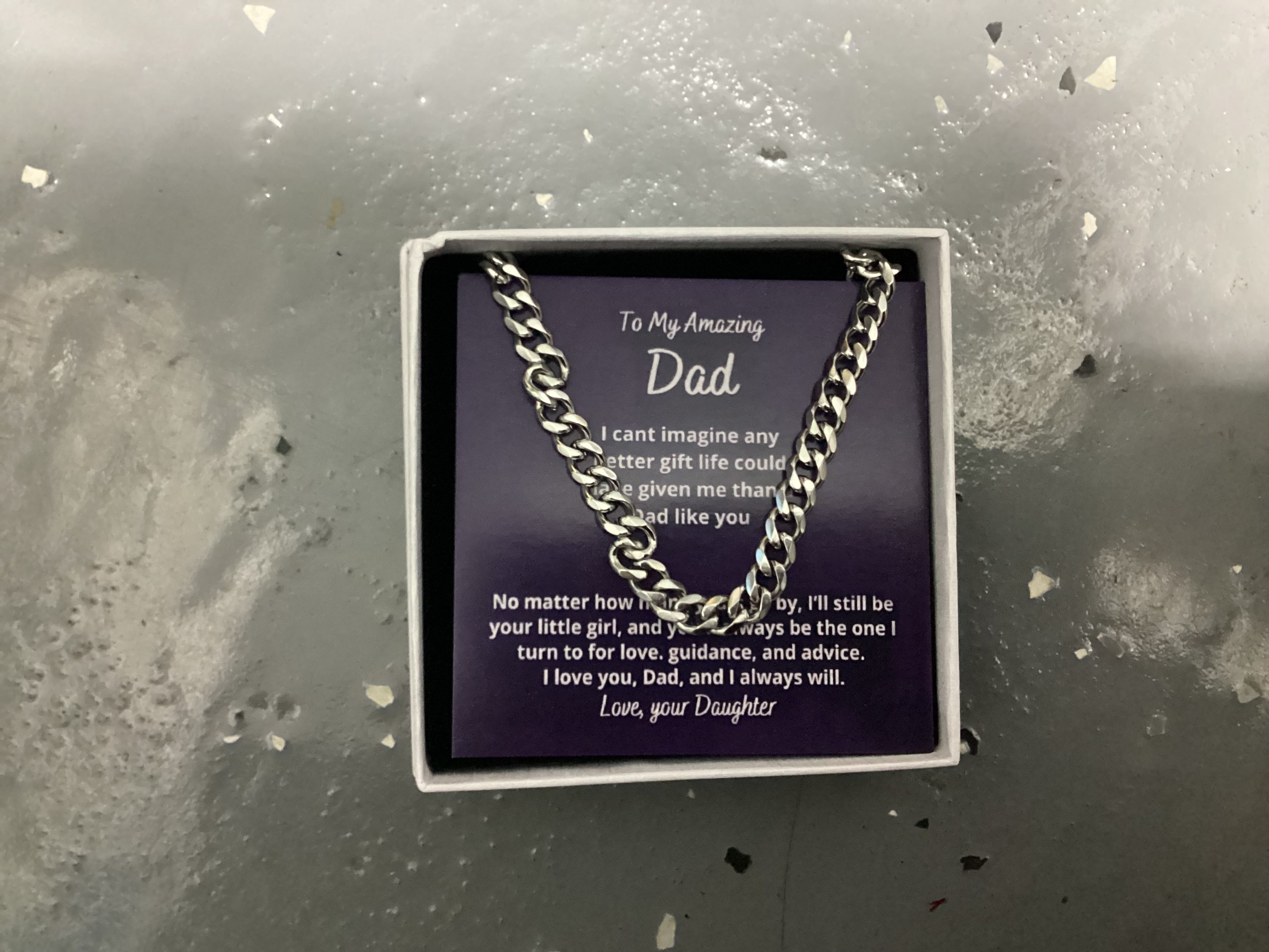 To My Amazing Dad- Cuban Link Chain Necklace- From Your Daughter