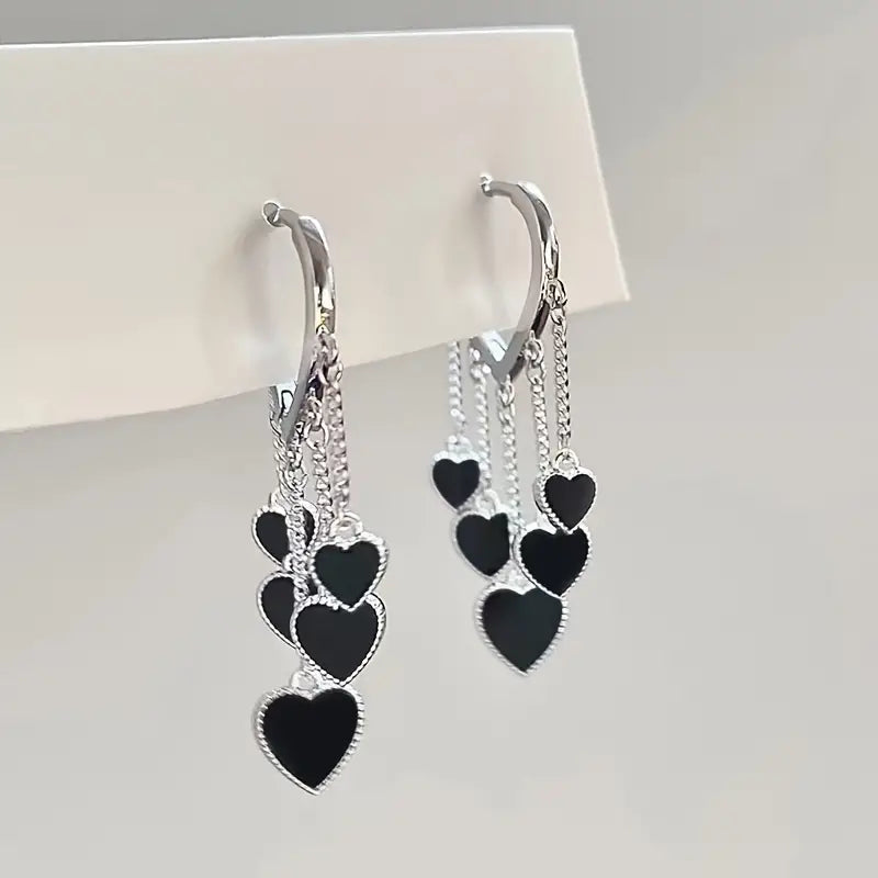 Heart & Chain Vintage Boho Long Tassel Hoop Earrings