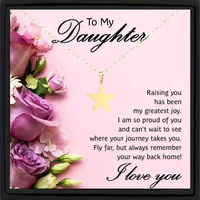To My Daughter - Golden Lucky Star Pendant Necklace