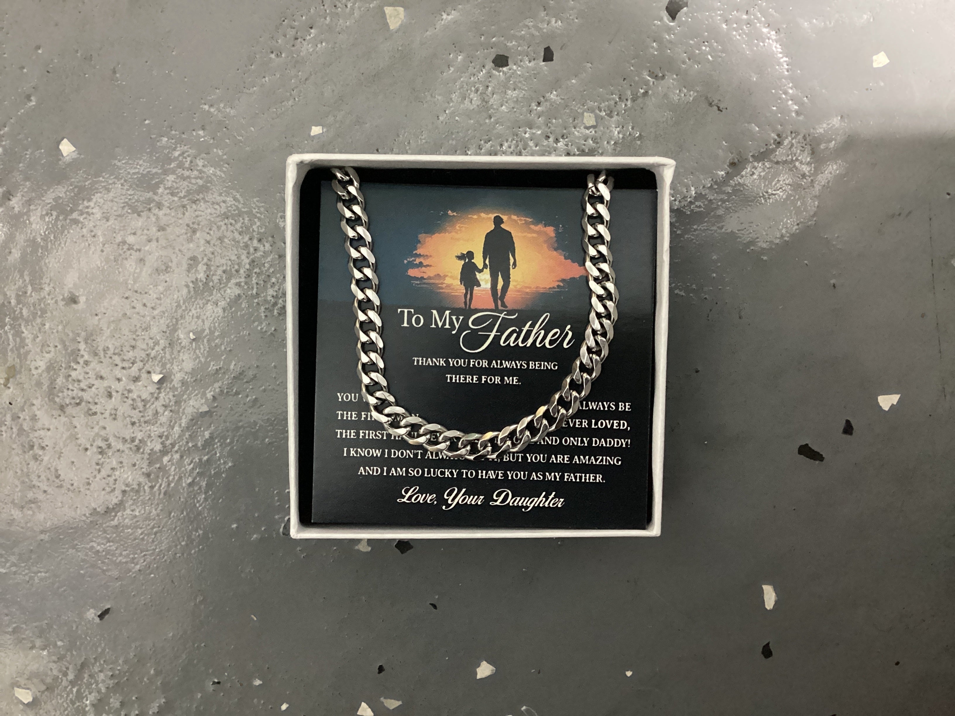 To My Father- Cuban Link Chain Necklace -Love Your Daughter