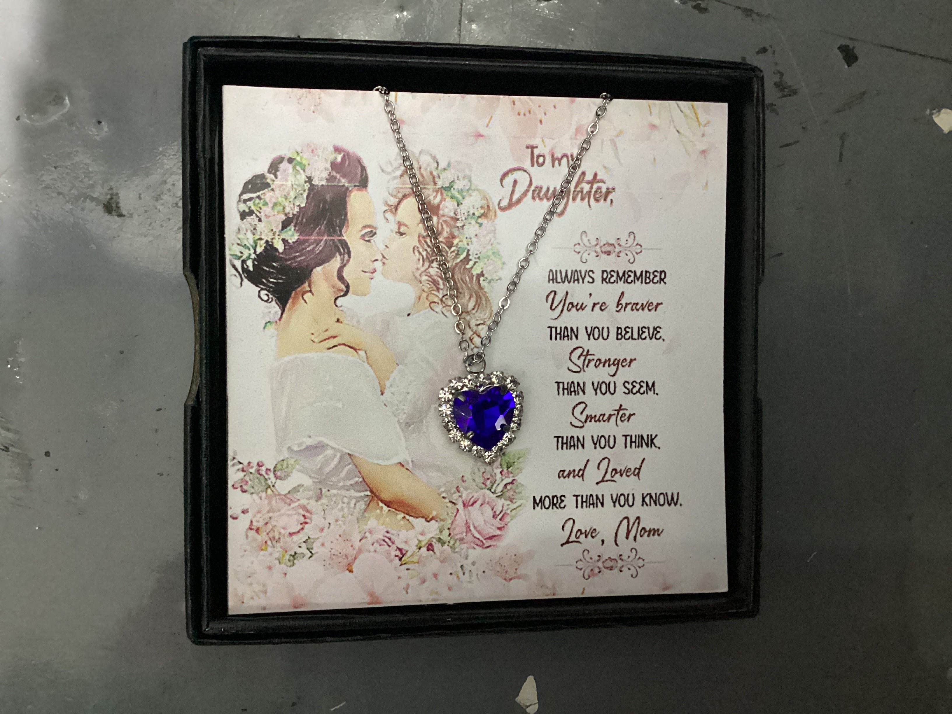 To My Daughter - Colorful Heart Rhinestone Necklace