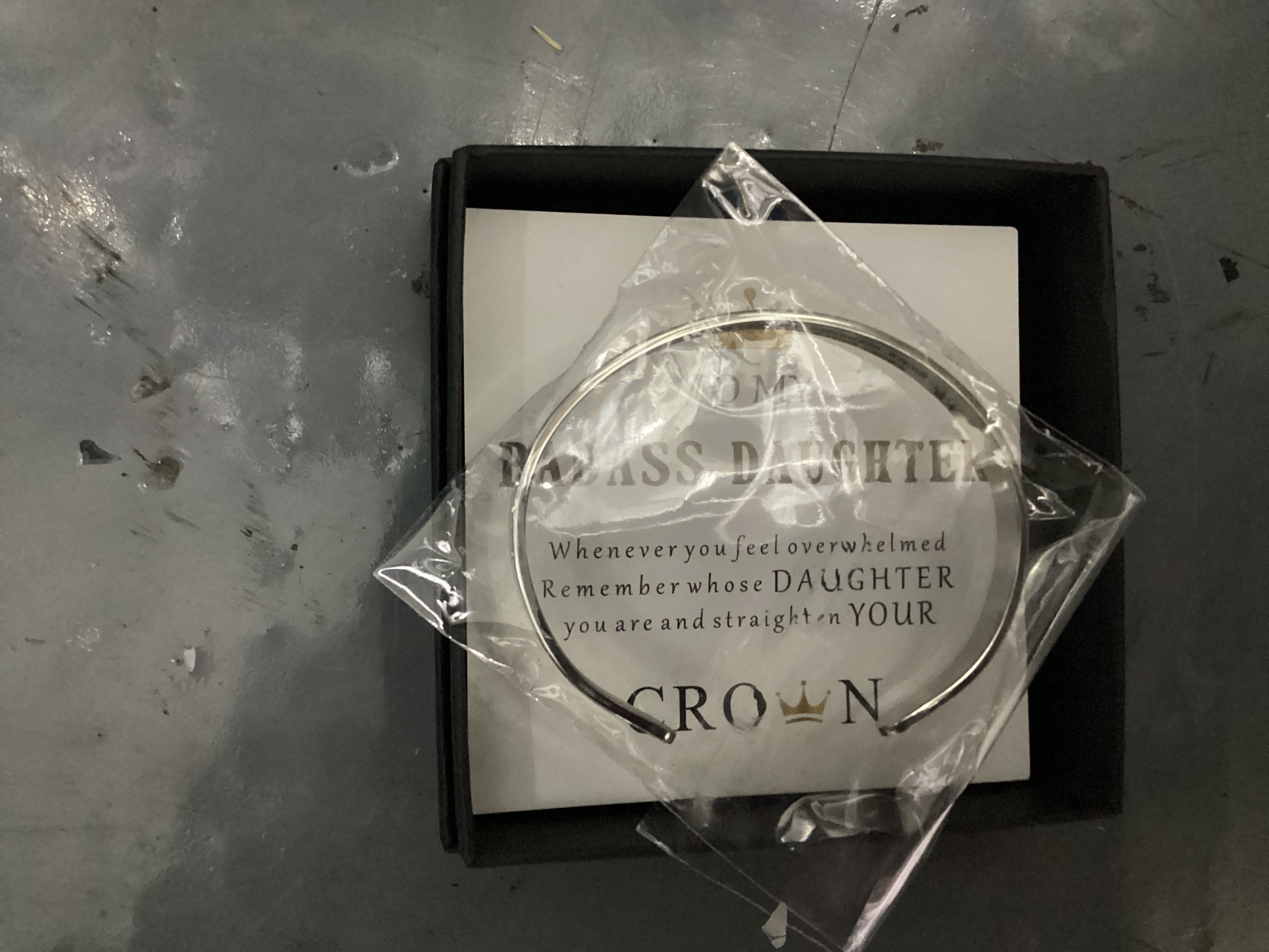 To My Badass Daughter- Crown bracelet With Message Card And Gift Box Set