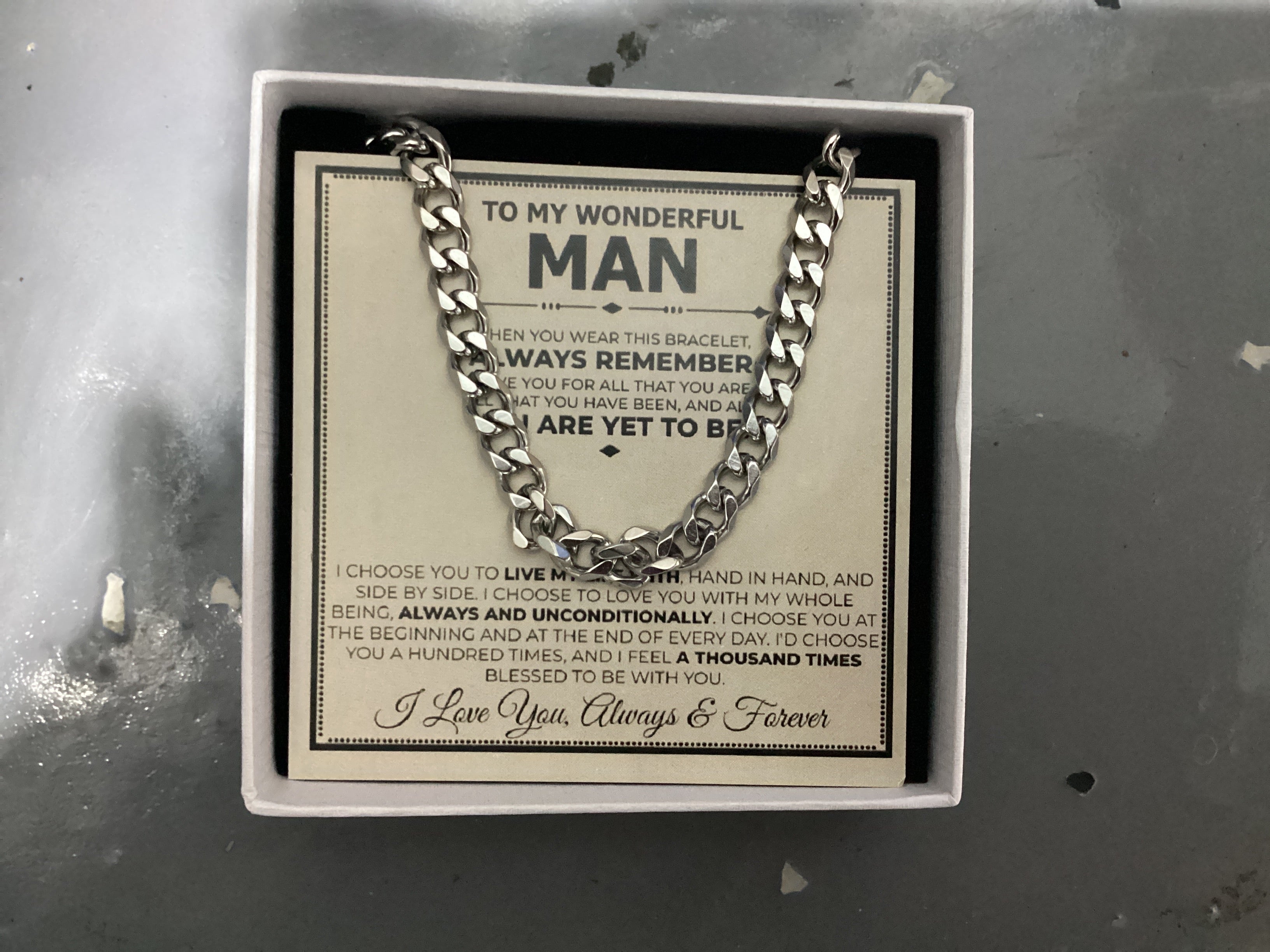 To My Wonderful Man- Cuban Chain Necklace