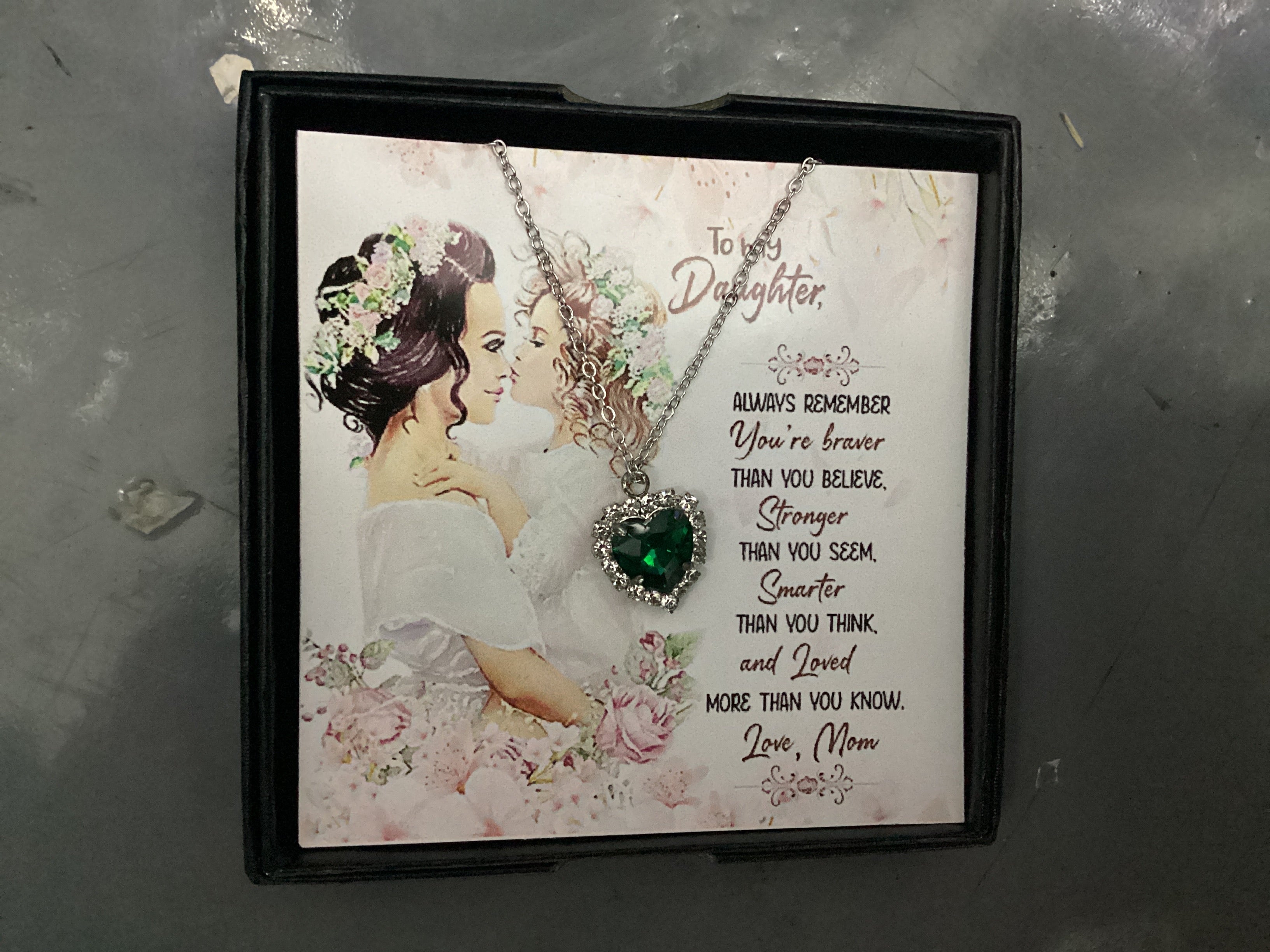 To My Daughter - Colorful Heart Rhinestone Necklace