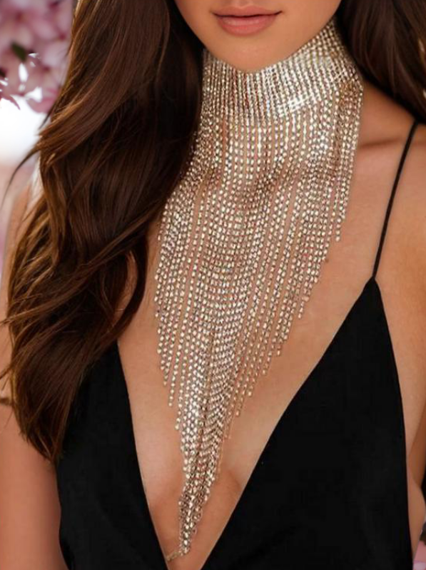 Rhinestone Tassel Necklace