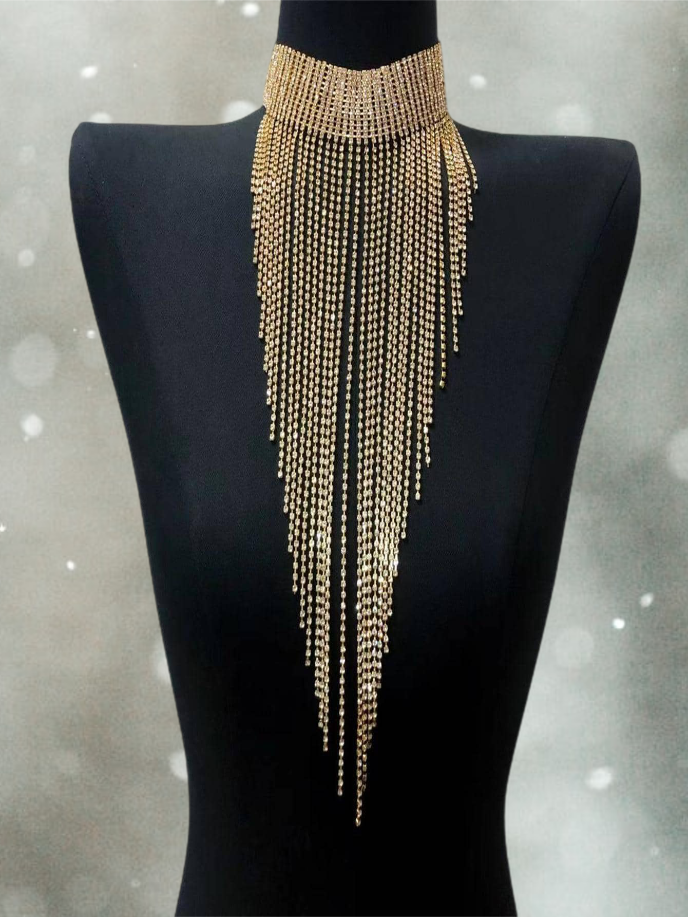 Rhinestone Tassel Necklace