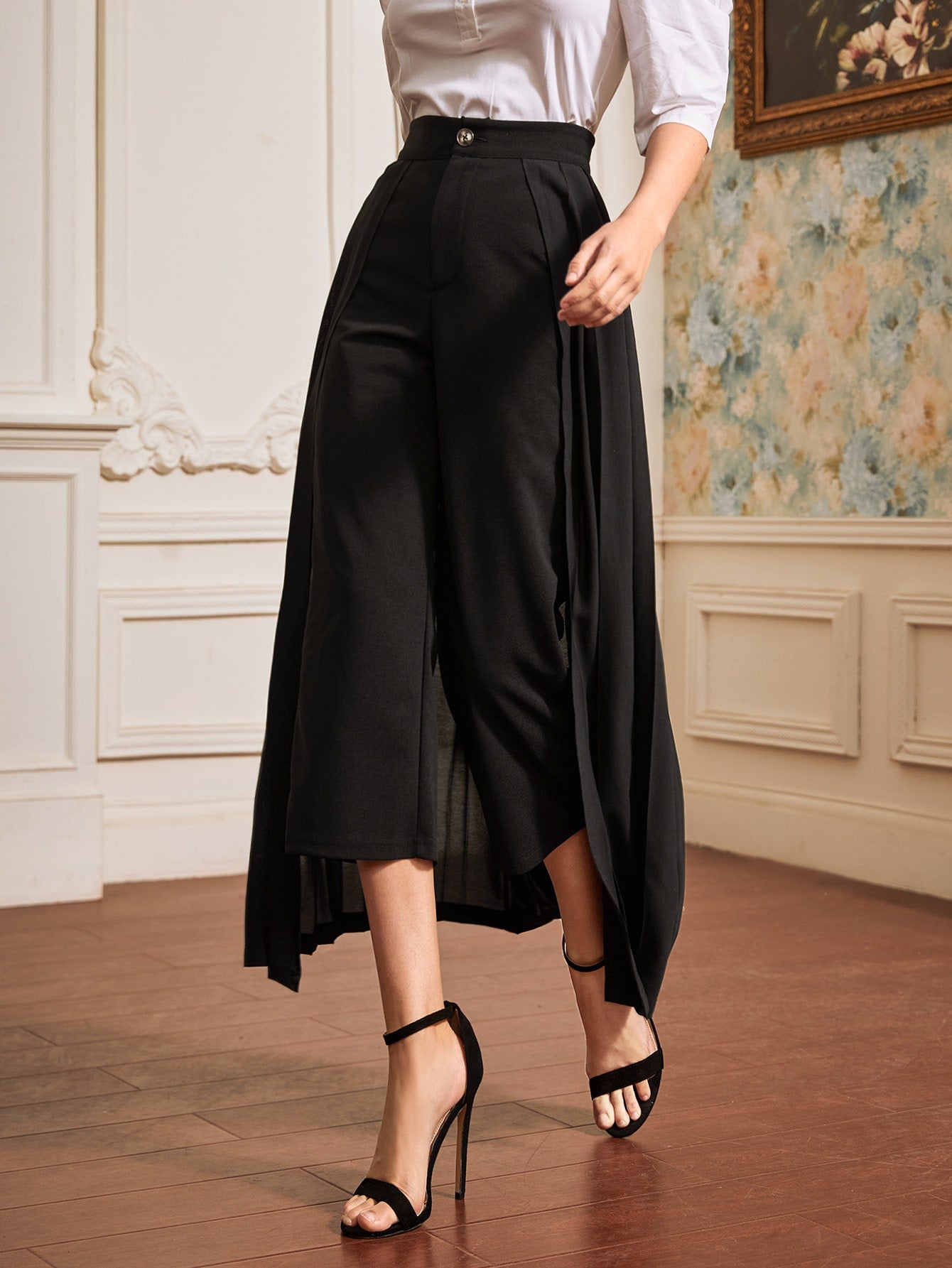 Unique Duo Pants With Pleated Skirt