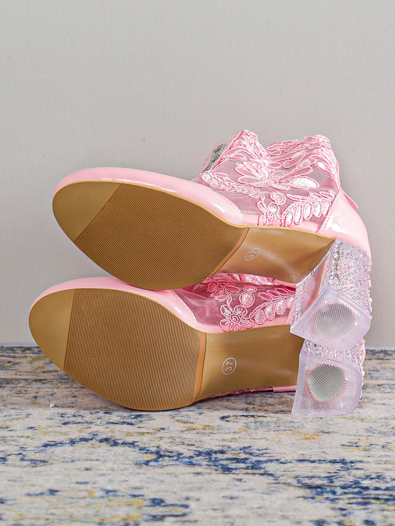 Floral Pattern Pink Glamour Boots