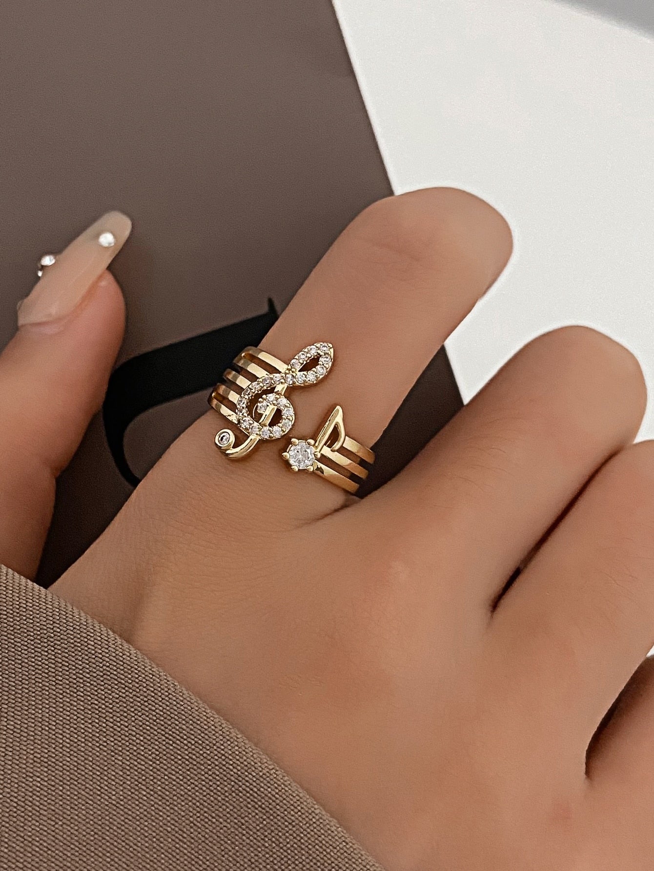 Music Note Cuff Ring