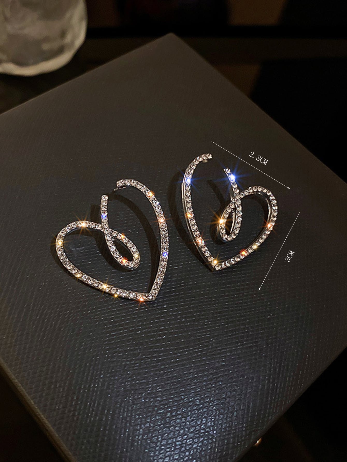 Rhinestone Heart Stud Earrings