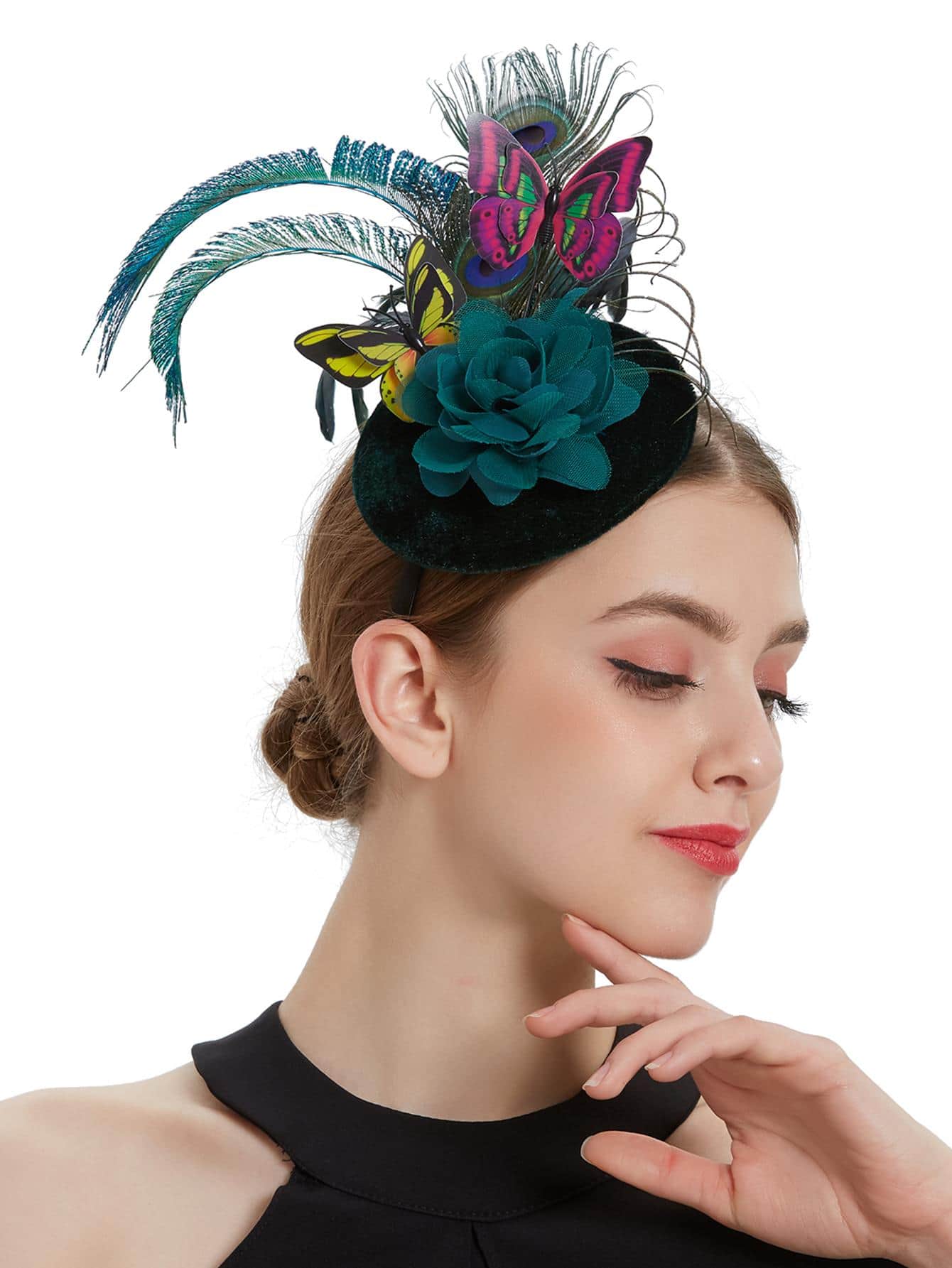 Flower & Feather Fashionable Costume Party Hair Clip
