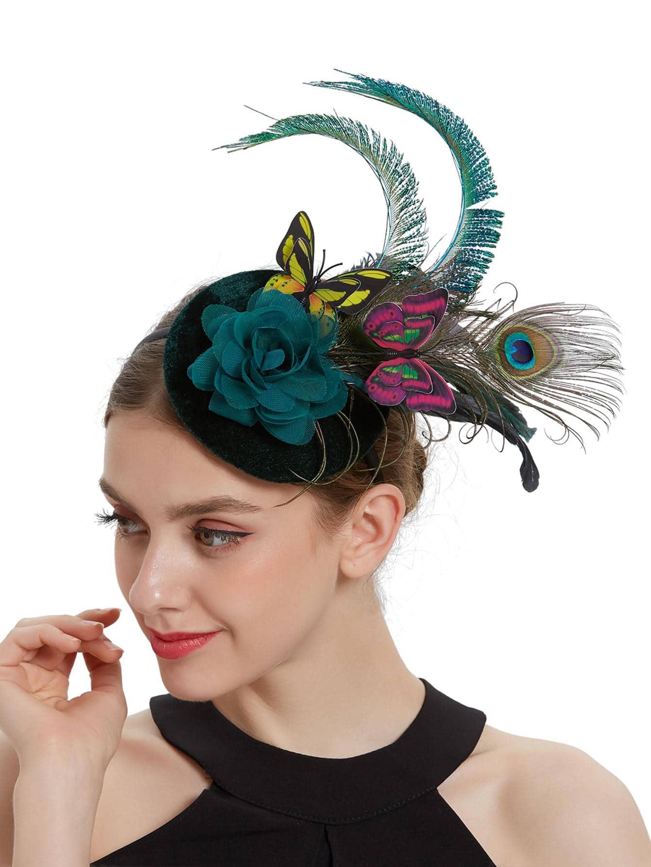 Flower & Feather Fashionable Costume Party Hair Clip