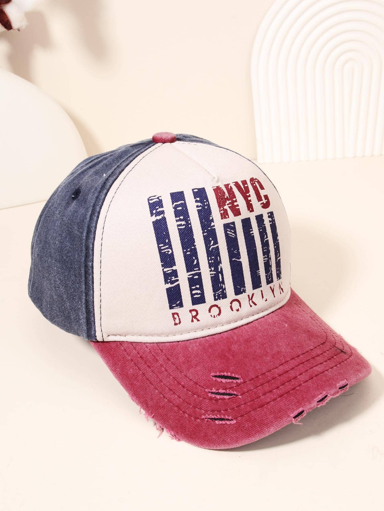 Nyc Graphic Ripped Casual Baseball Cap