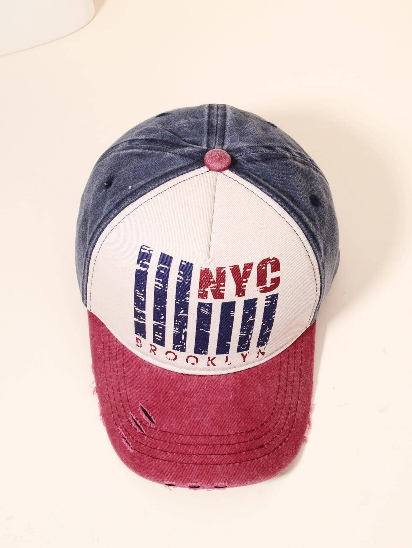 Nyc Graphic Ripped Casual Baseball Cap